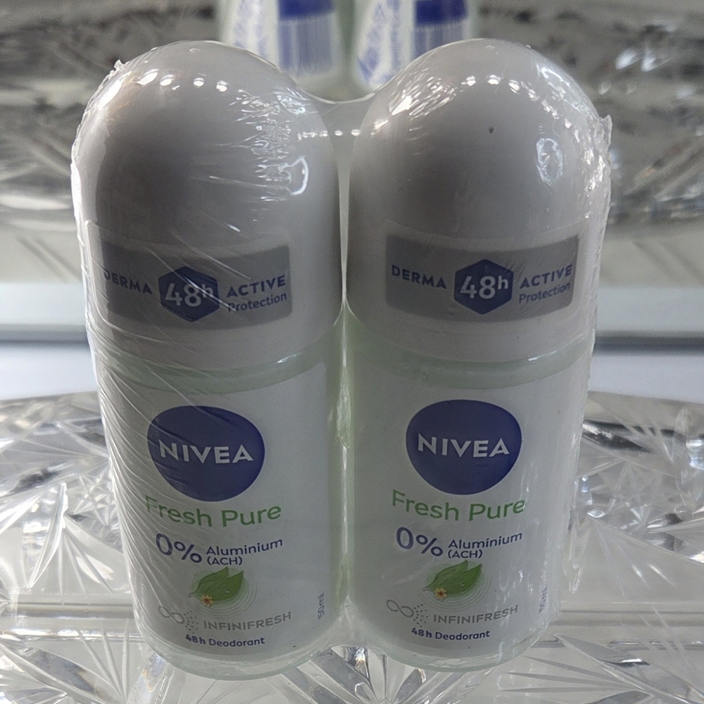 NIVEA Fresh Pure 0% Aluminium Roll On Deodorant 2 Pack New SEALED